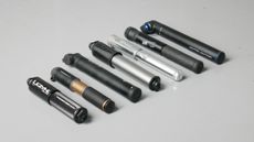 Best bike mini pumps group test 2026 - Group shot of all seven pumps we tested.