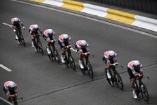 Trek-Segafredo cycling team compete in the second stage of the 106th edition of the Tour de France