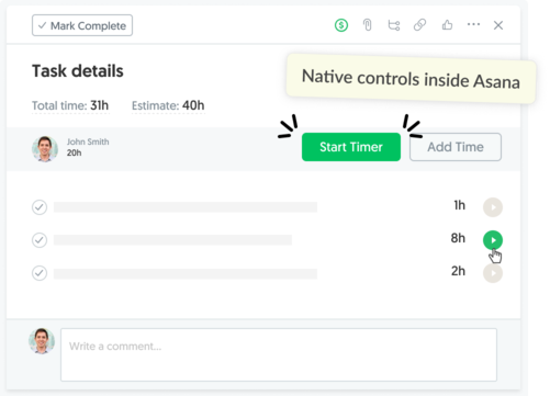 Asana Everhour native controls