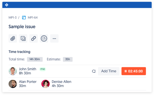 Start timer, add time, watch progress… from time tracking panel